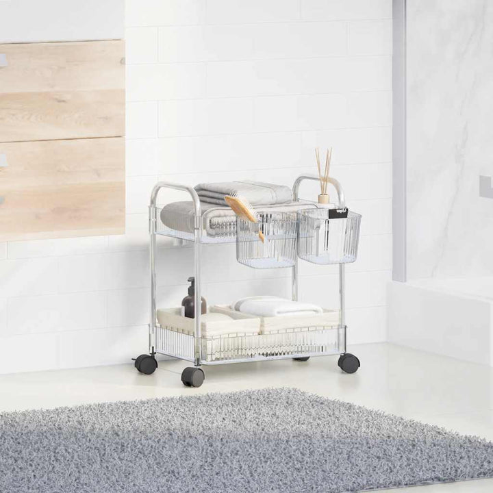 Cărucior De Depozitare Cu 2 Niveluri Transparent Acrilic