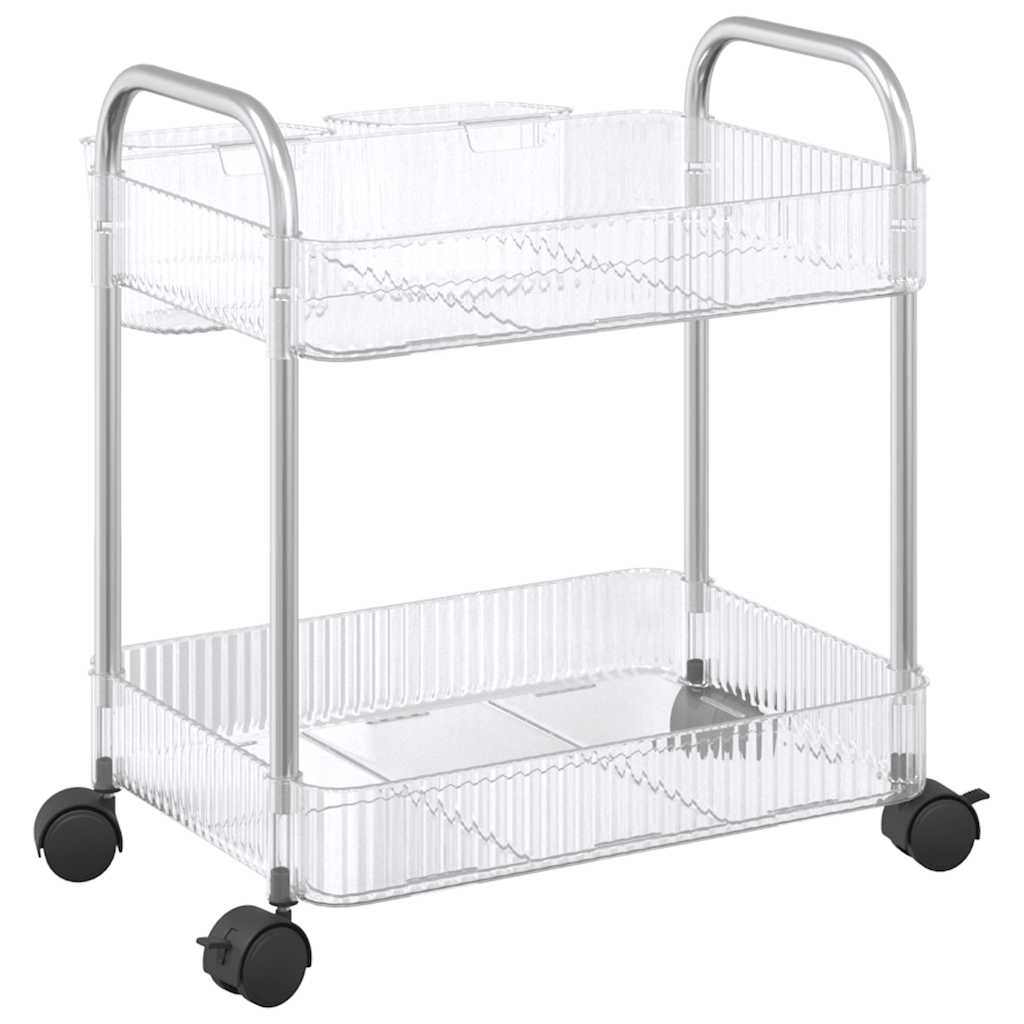 Cărucior De Depozitare Cu 2 Niveluri Transparent Acrilic