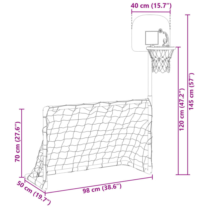 Set Fotbal Și Baschet Pentru Copii Cu Mingi, 98X50X70 Cm