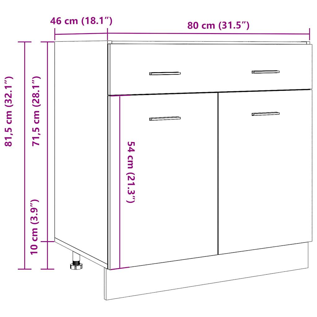 Dulap Inferior Cu Sertar, Gri Beton, 80 X 46 X 81,5 Cm, Pal