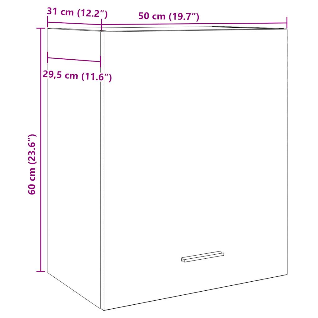 Dulap Suspendat, Gri Beton, 50 X 31 X 60 Cm, Pal