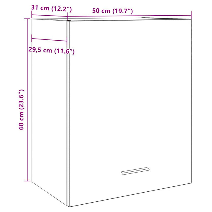 Dulap Suspendat, Gri Beton, 50 X 31 X 60 Cm, Pal