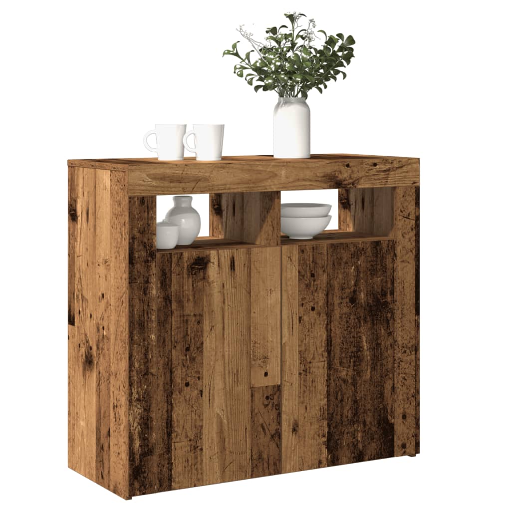 Servantă Cu Lumini Led, Alb Extra Lucios,115,5X30X75 Cm