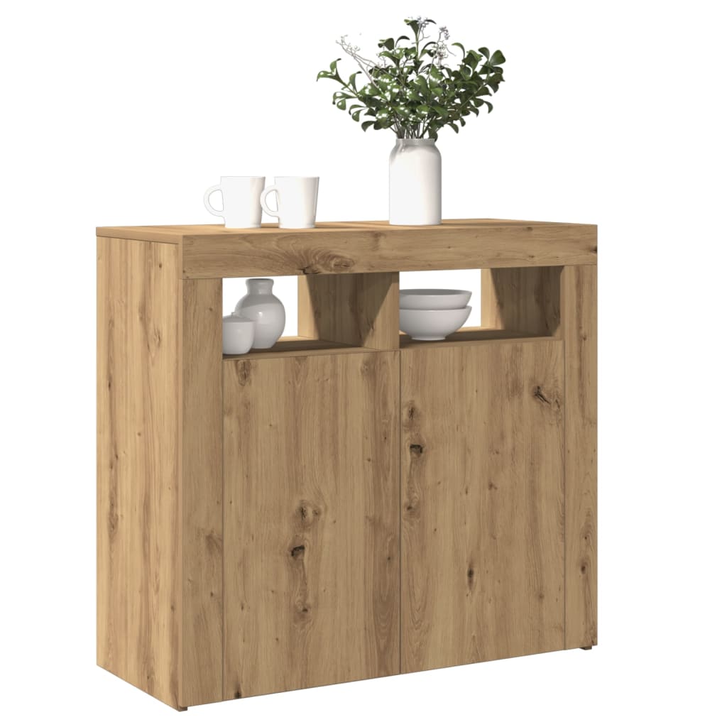 Servantă Cu Lumini Led, Alb Extra Lucios,115,5X30X75 Cm