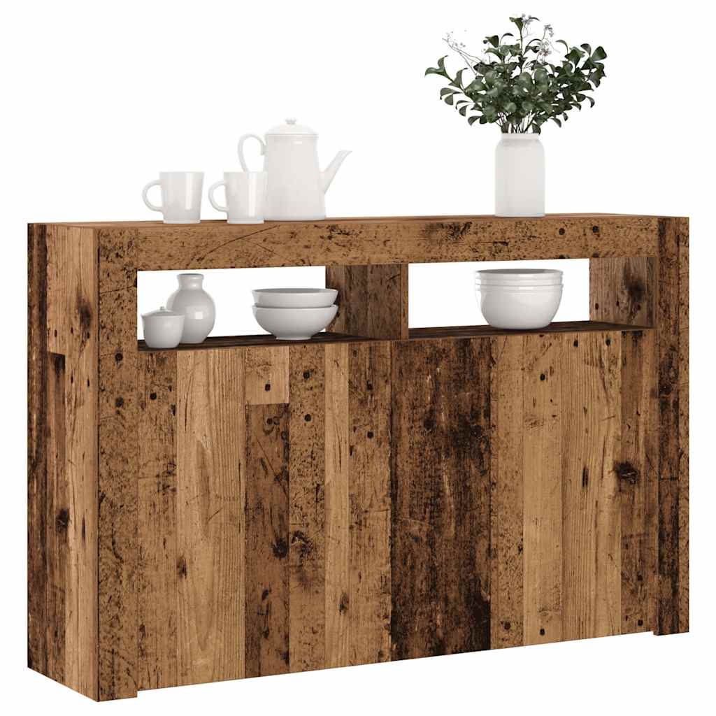 Servantă Cu Lumini Led, Alb Extra Lucios,115,5X30X75 Cm