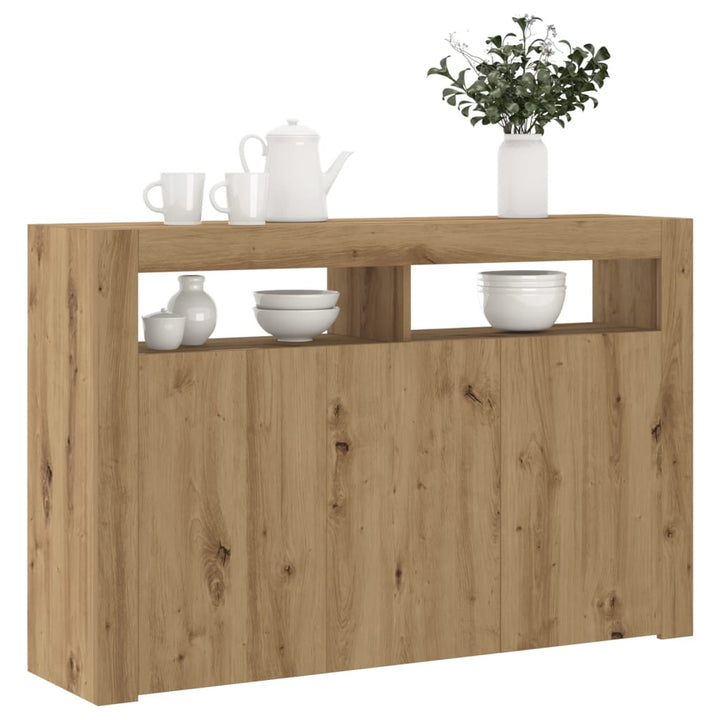 Servantă Cu Lumini Led, Alb Extra Lucios,115,5X30X75 Cm