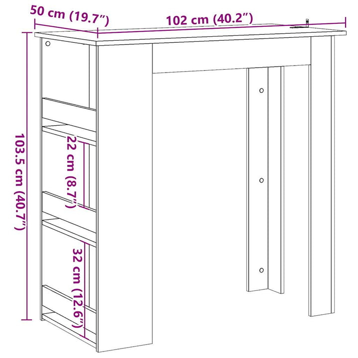 Masă Bar Cu Raft De Depozitare 102X50X103,5 Cm