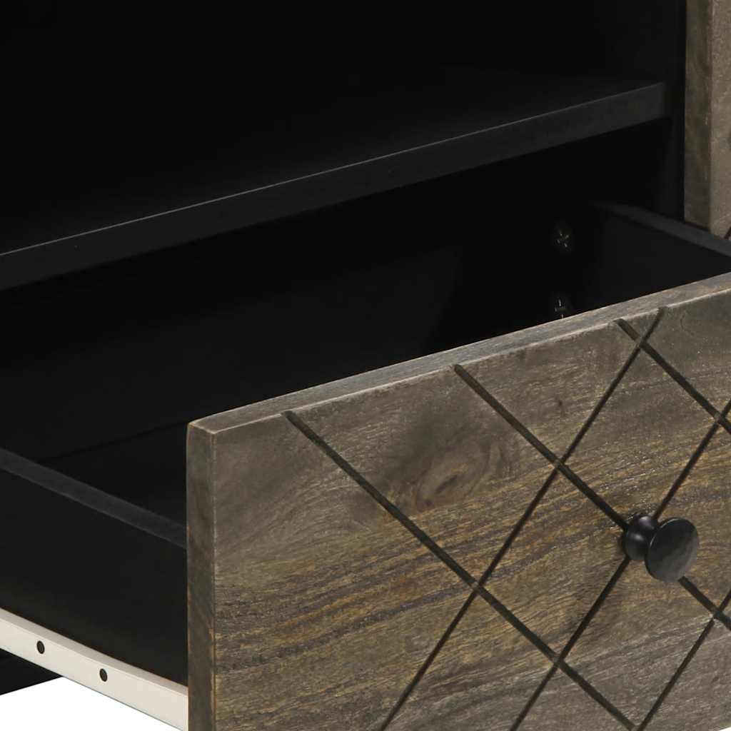 Comodă Tv, Negru, 105X33X46 Cm, Lemn Masiv De Mango