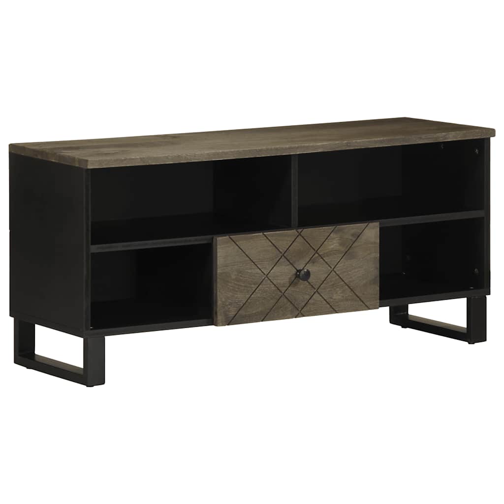Comodă Tv, Negru, 100X33X46 Cm, Lemn Masiv De Mango