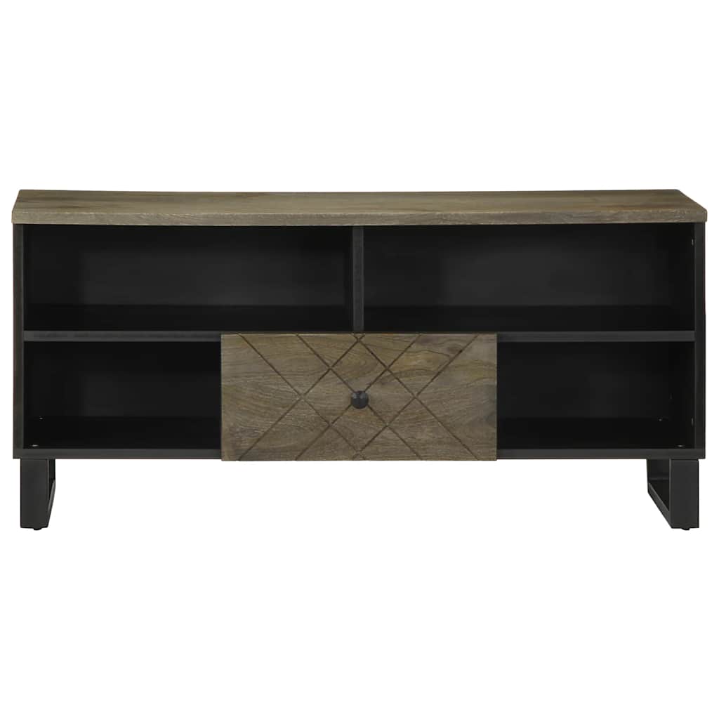 Comodă Tv, Negru, 100X33X46 Cm, Lemn Masiv De Mango