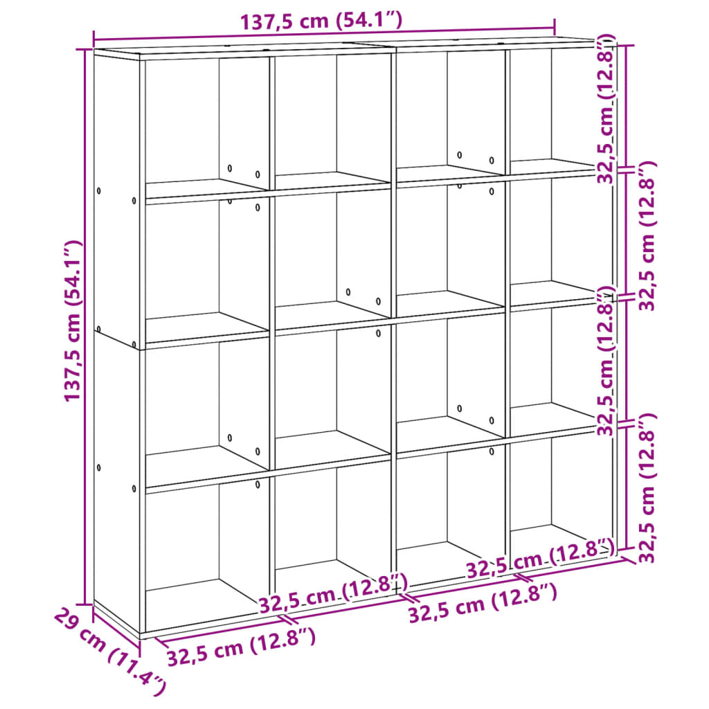 Bibliotecă, , 137,5X29X137,5 Cm, Lemn Prelucrat