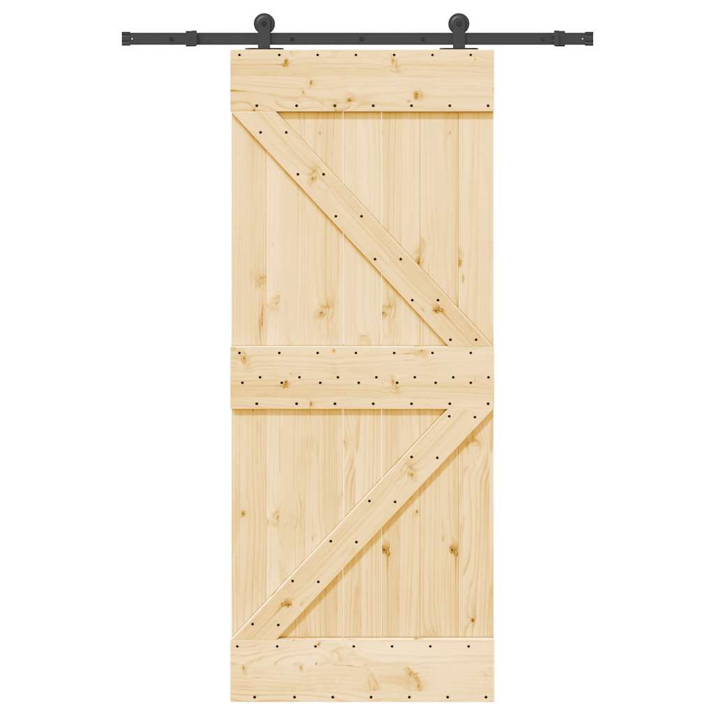 Ușă Glisantă Cu Set De Feronerie 85X210 Cm, Lemn Masiv De Pin