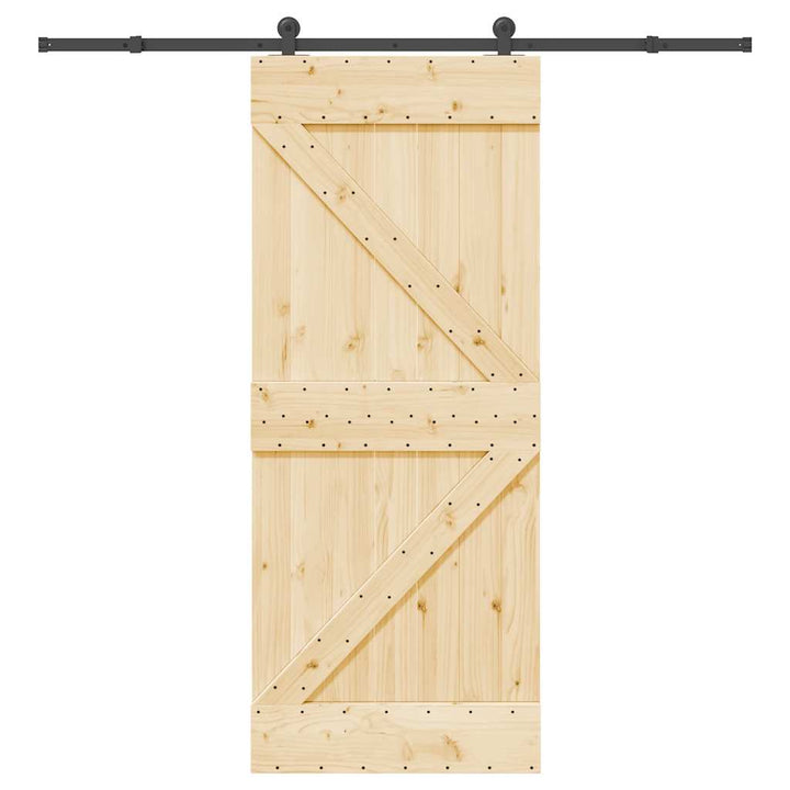 Ușă Glisantă Cu Set De Feronerie 85X210 Cm, Lemn Masiv De Pin