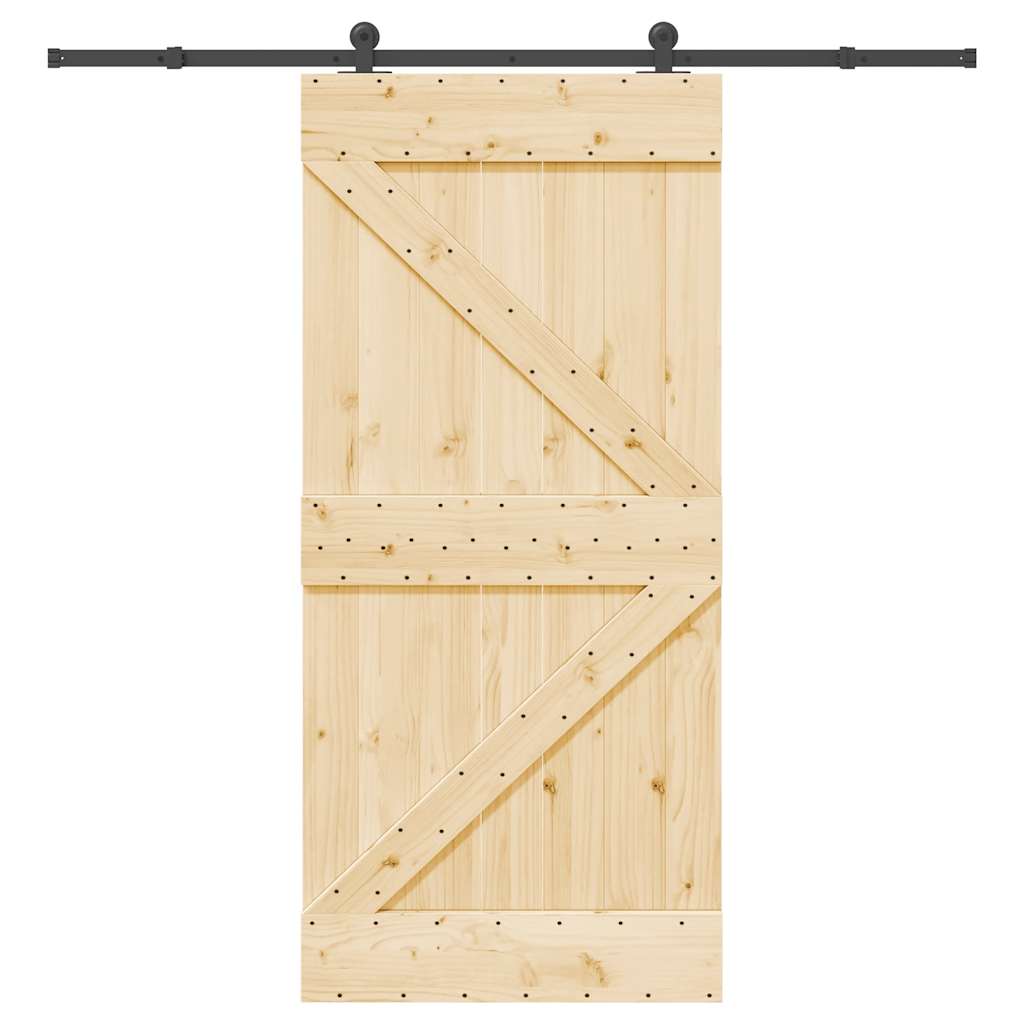 Ușă Glisantă Cu Set De Feronerie 85X210 Cm, Lemn Masiv De Pin