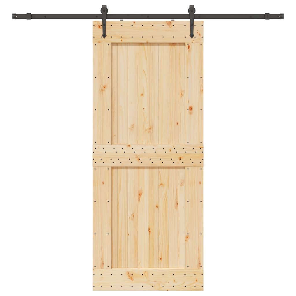 Ușă Glisantă Cu Set De Feronerie 70X210 Cm, Lemn Masiv De Pin