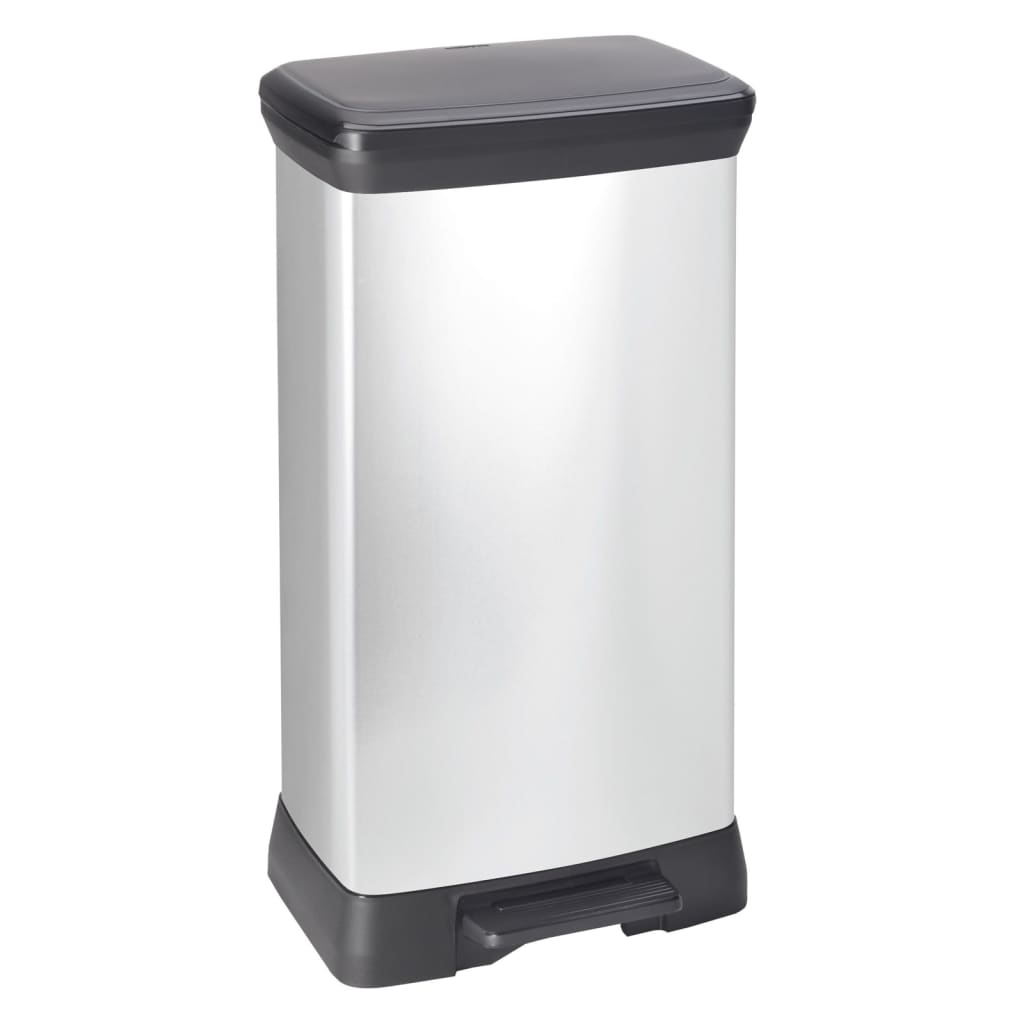 Curver Coș De Gunoi Cu Pedală Deco, Argintiu, 65L, Dreptunghiular