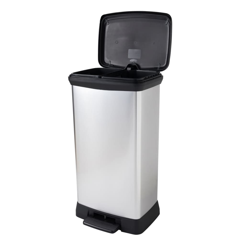 Curver Coș De Gunoi Cu Pedală Deco, Argintiu, 65L, Dreptunghiular