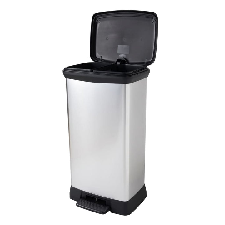 Curver Coș De Gunoi Cu Pedală Deco, Argintiu, 65L, Dreptunghiular