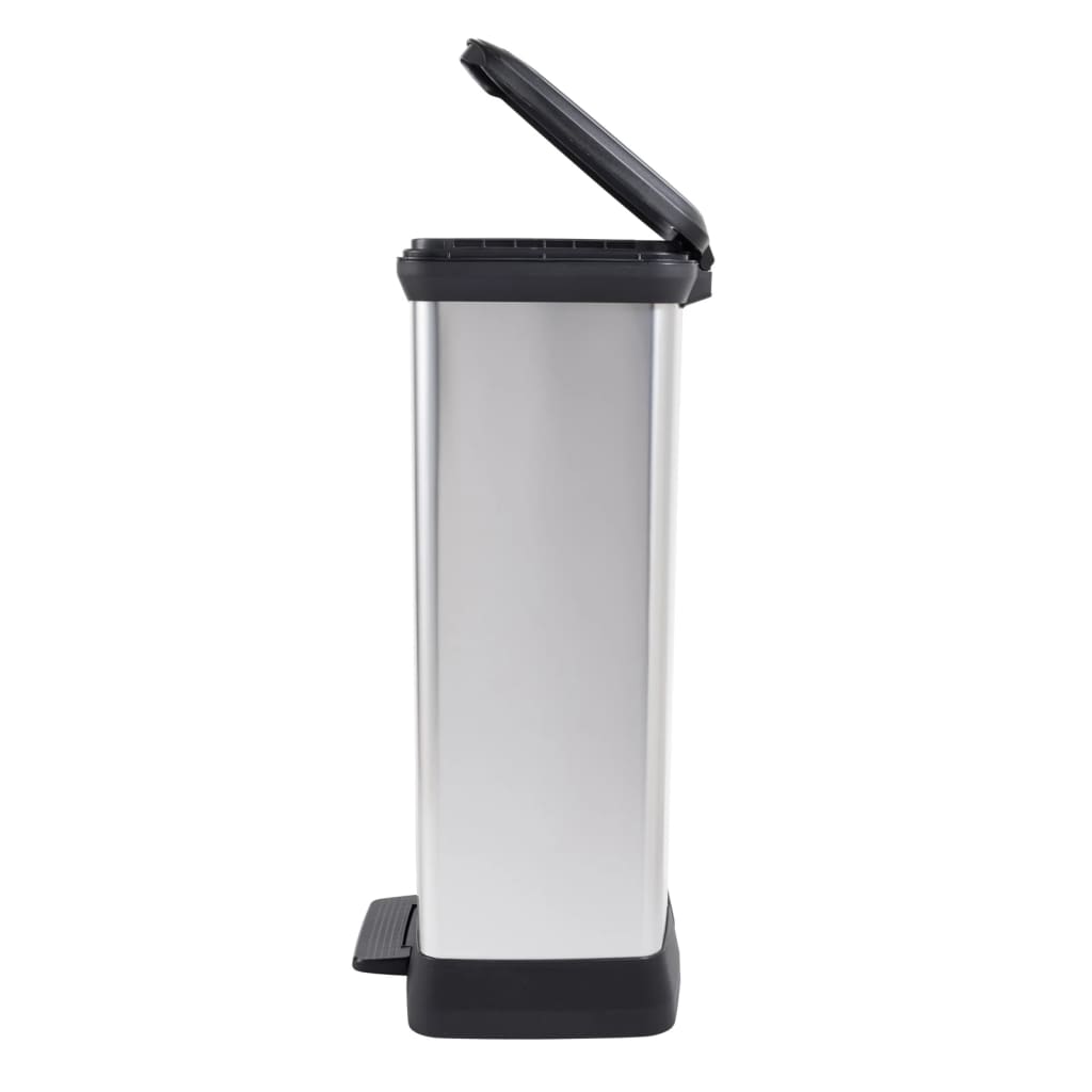 Curver Coș De Gunoi Cu Pedală Deco, Argintiu, 65L, Dreptunghiular