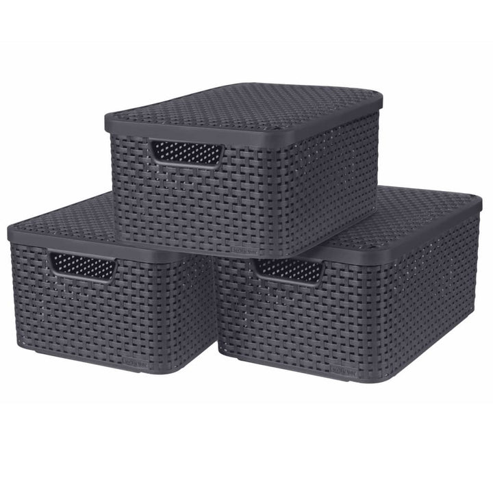 Curver Cutii De Depozitare Cu Capac Style, 3 Buc., , Ărie
