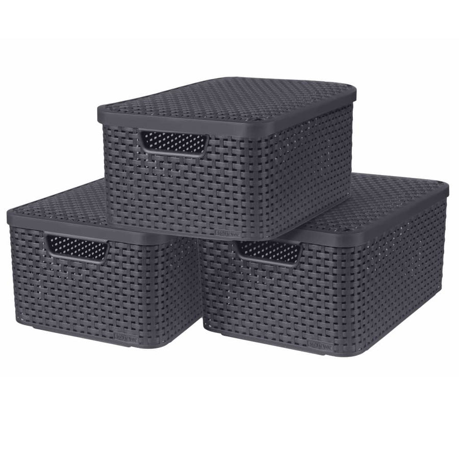 Curver Cutii De Depozitare Cu Capac Style, 3 Buc., , Ărie