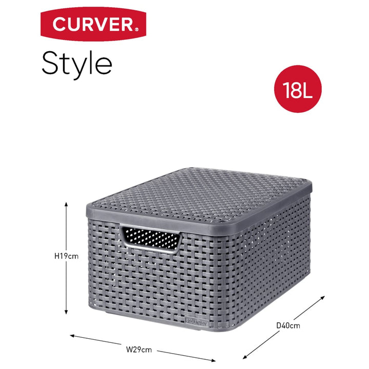 Curver Cutii De Depozitare Cu Capac Style, 3 Buc., , Ărie