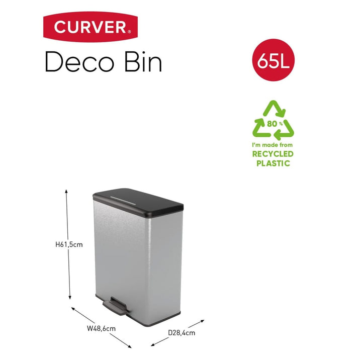 Curver Coș De Gunoi Cu Pedală „Deco”, , Argintiu