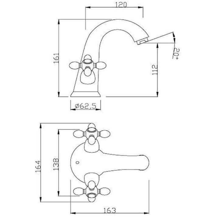 Schütte Baterie Mixer De Baie Cu 2 Mânere Elk, Crom