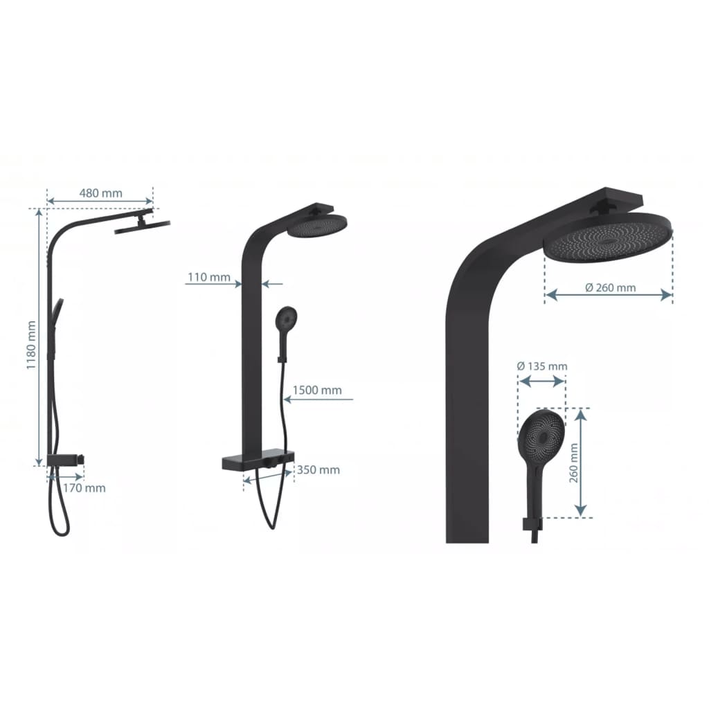 Schütte Set De Duș Cu Tavă Termostatică Samoa Rain, Mat