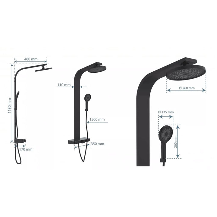 Schütte Set De Duș Cu Tavă Termostatică Samoa Rain, Mat