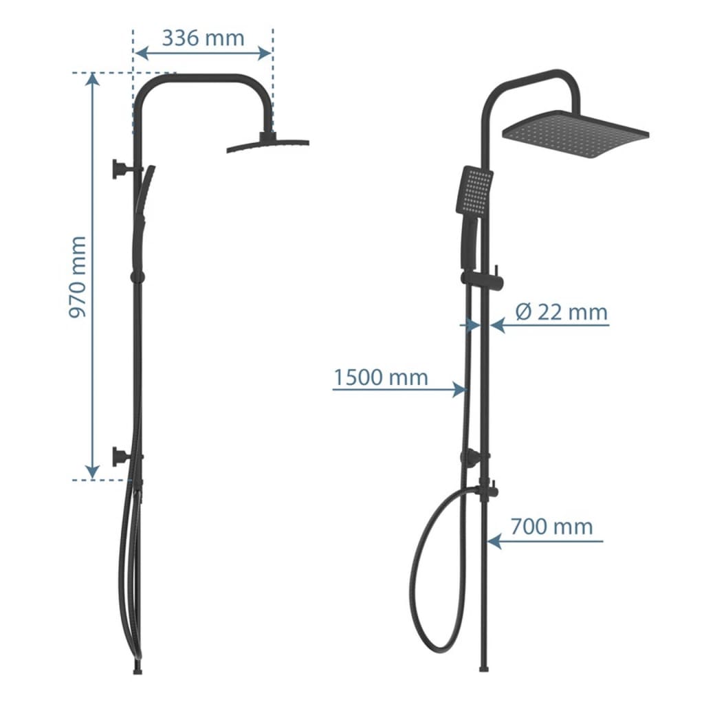 Schütte Set De Duș Deasupra Capului Mallorca, Negru Mat