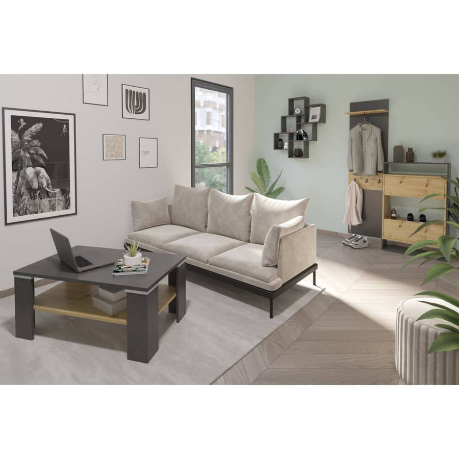 Fmd Cuier Haine Cu Raft Pentru Perete, Matera & Stejar, 50X23X188 Cm