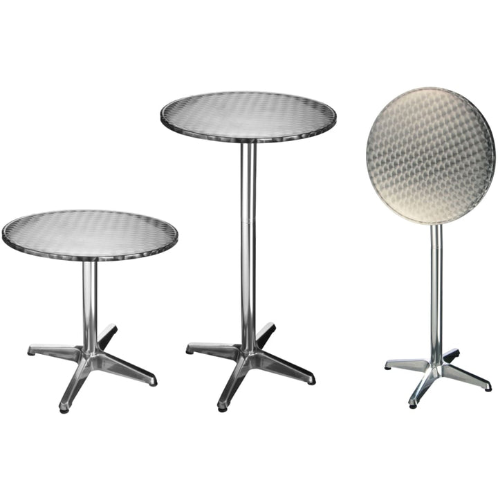 Hi Masă Bar-Bistro Pliabilă, 60 X 60X (58-115) Cm, Aluminiu, Rotund