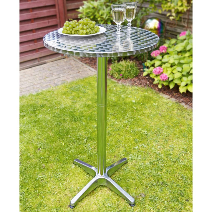 Hi Masă Bar-Bistro Pliabilă, 60 X 60X (58-115) Cm, Aluminiu, Rotund