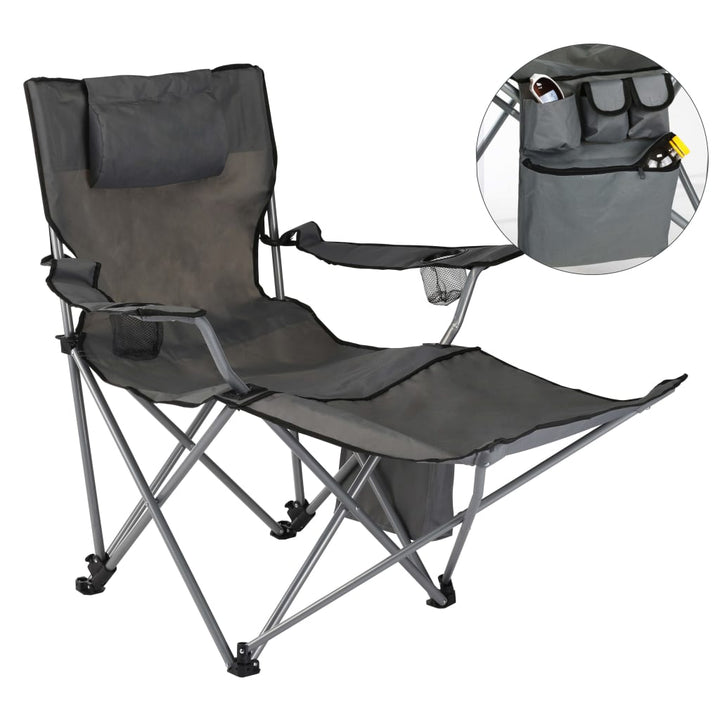 Hi Scaun De Camping De Lux Cu Suport De Picioare, Antracit