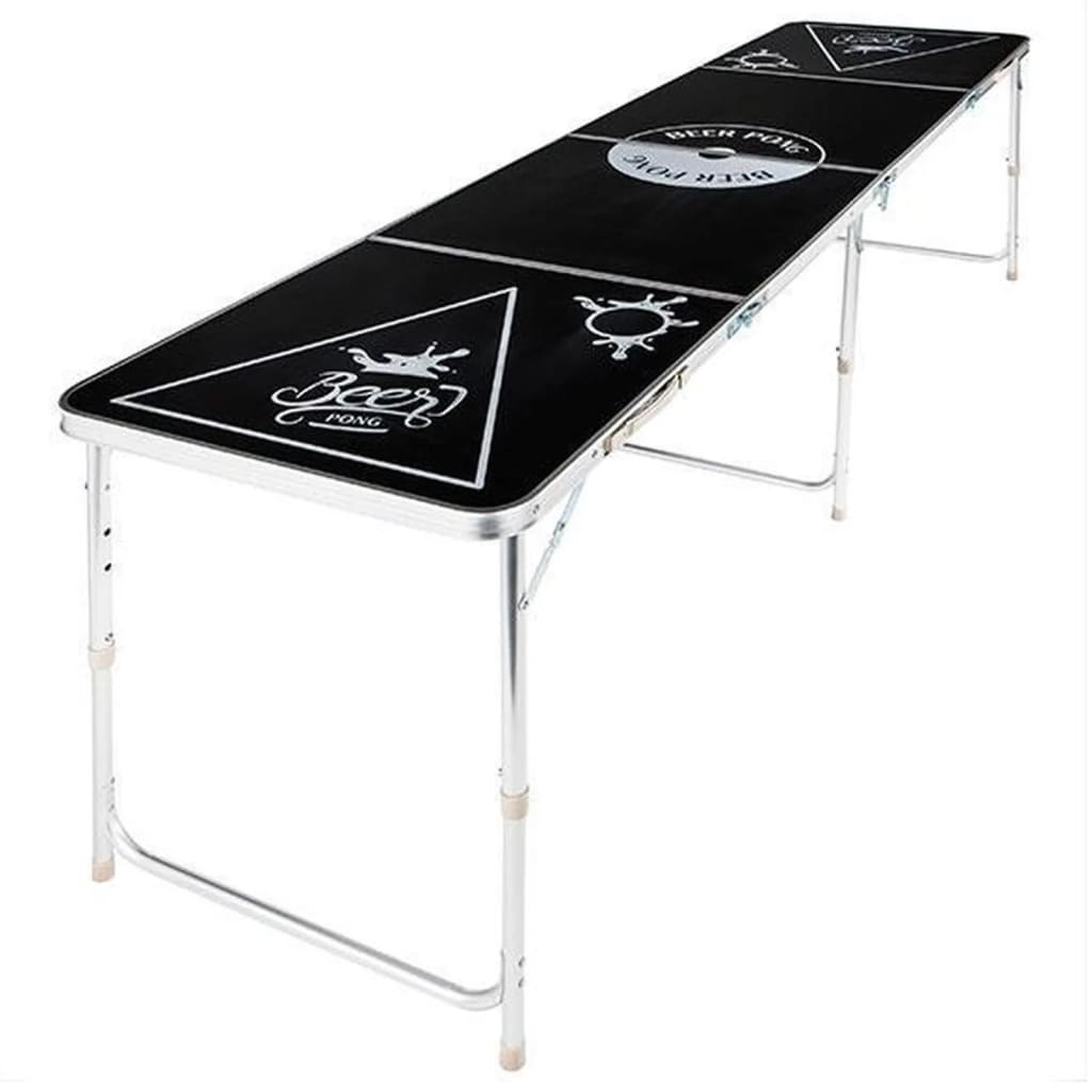 Hi Masă Pliabilă Pentru Beer Pong, Înălțime Reglabilă, Negru