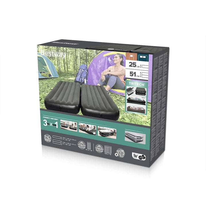 Bestway Saltea Gonflabilă 3 În 1, Negru Și Gri, 188X99X25 Cm