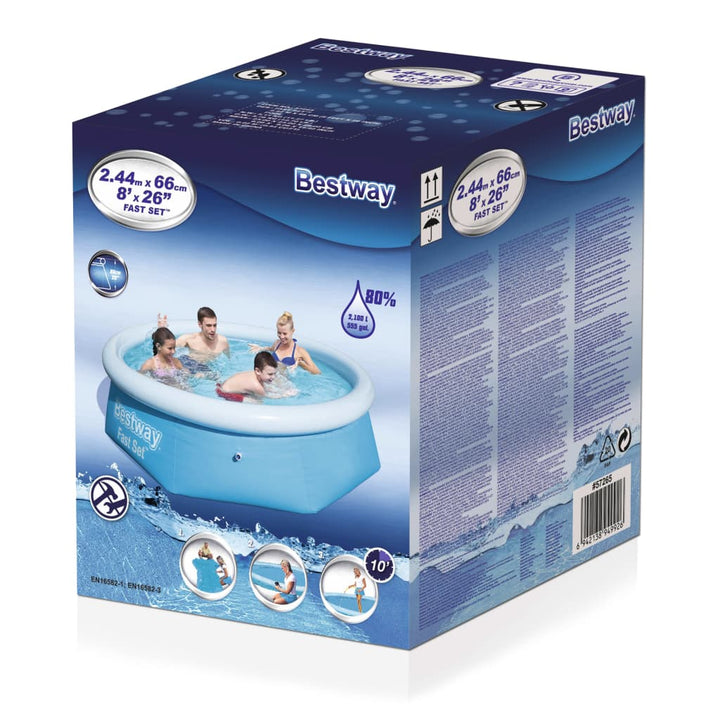 Bestway Piscină Gonflabilă Fast Set, 244 X 66 Cm, Rotundă, 57265