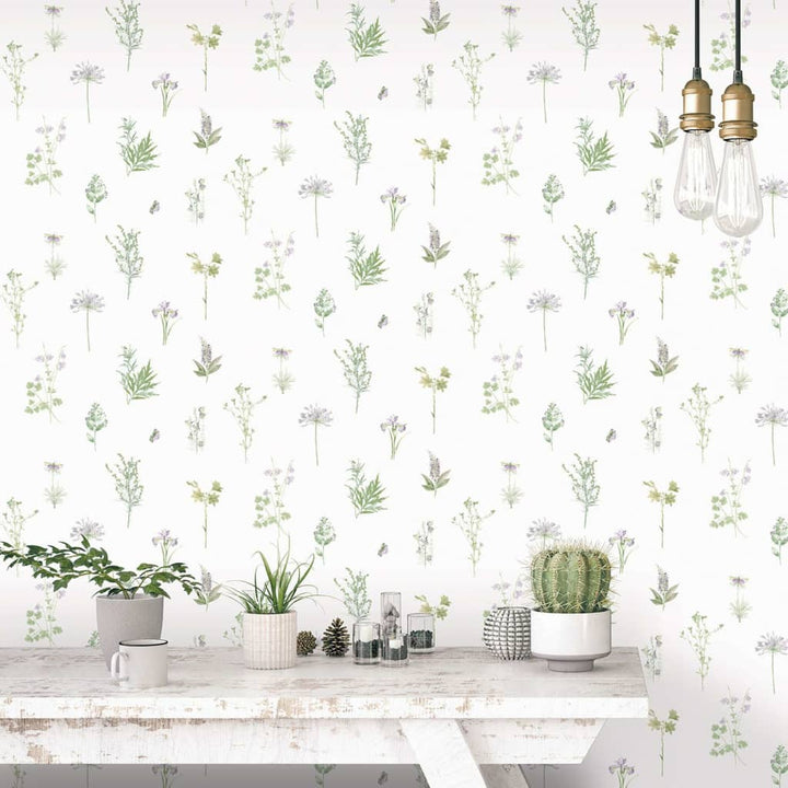 Noordwand Tapet &quot;Evergreen Herbs And Flowers&quot;, Alb