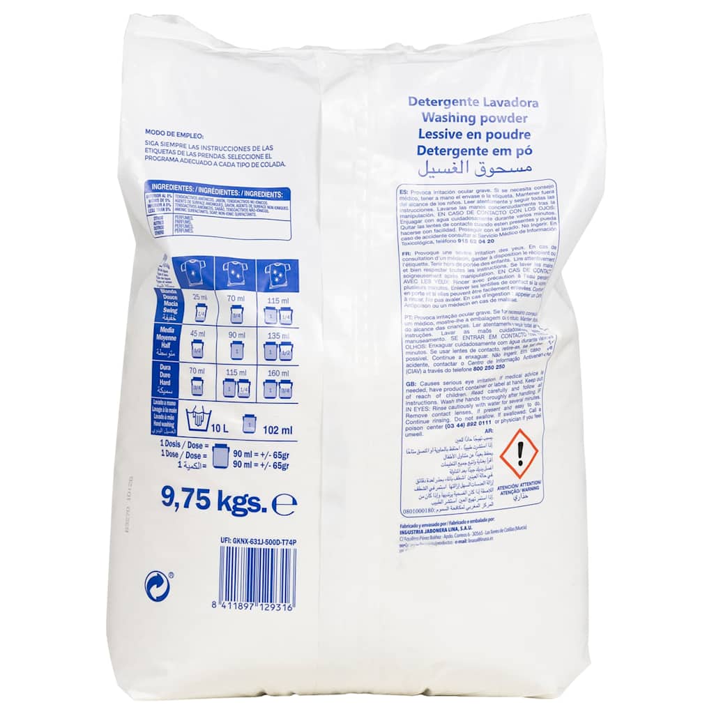 Detergent Pudră De Spălat, 150 De Spălări, 9,75 Kg, Alb