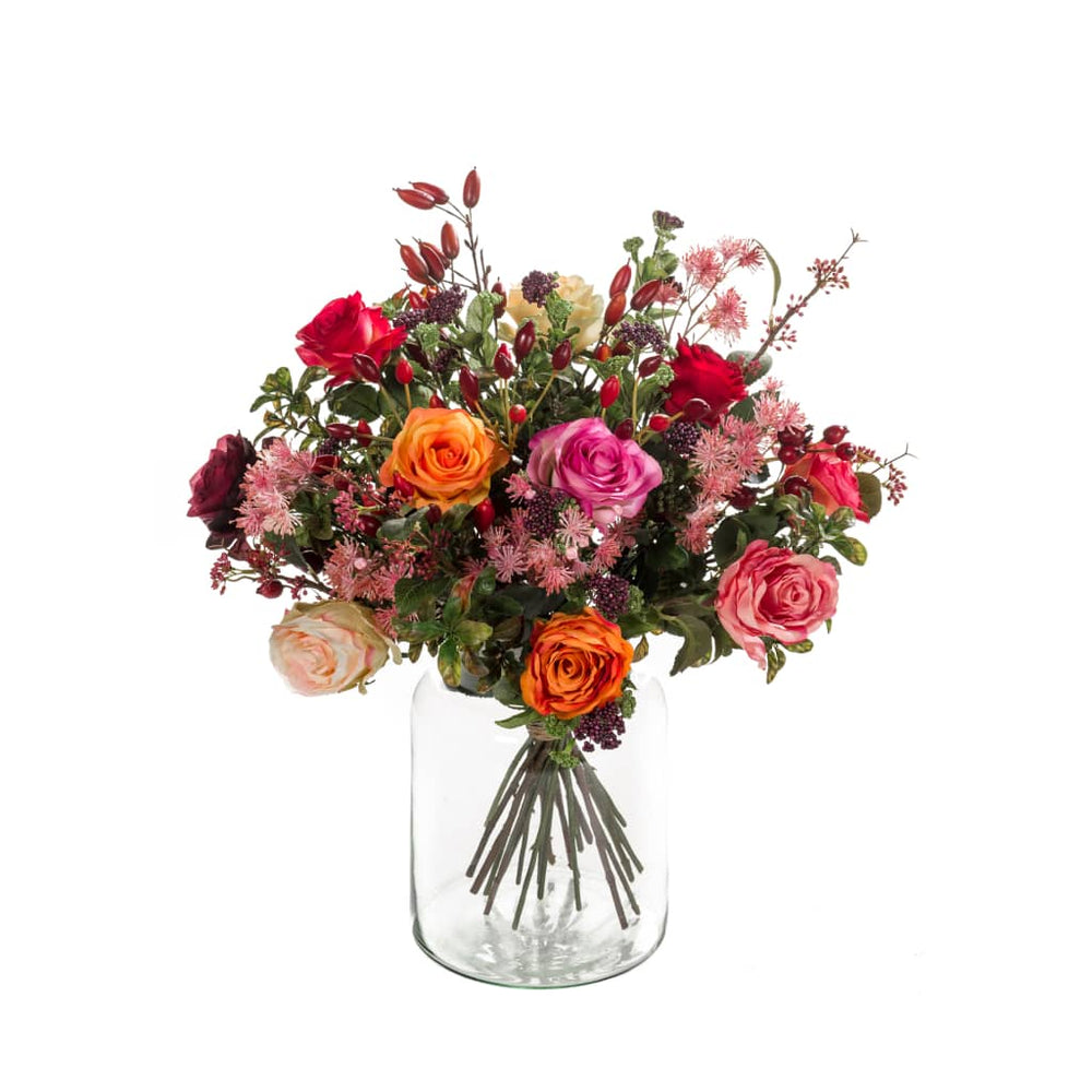 Emerald Buchet De Flori Artificial Flame Roses
