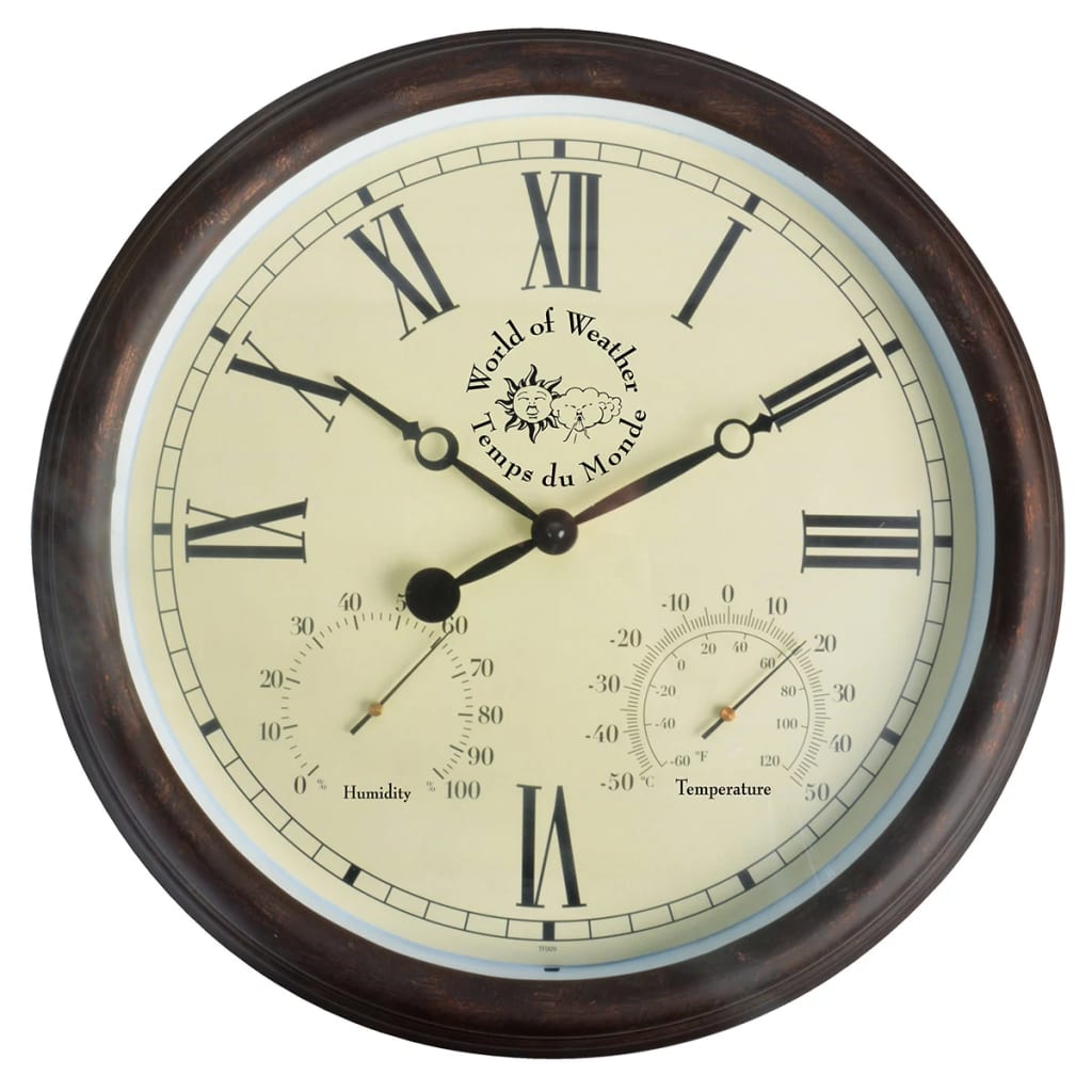 Esschert Design Ceas De Gară Cu Termo-Higrometru Tf008, 30,5 Cm