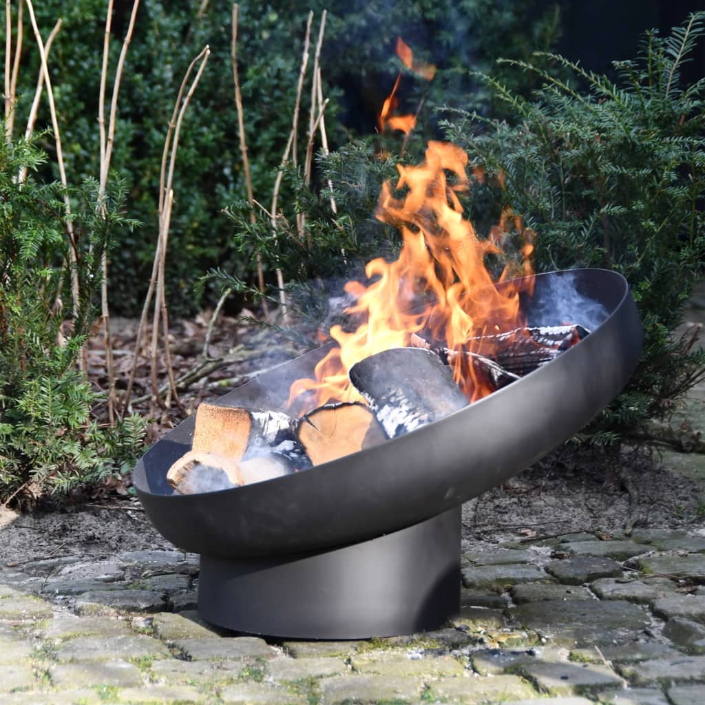 Esschert Design Bol Pentru Foc Înclinat, Negru, Oțel Ff402