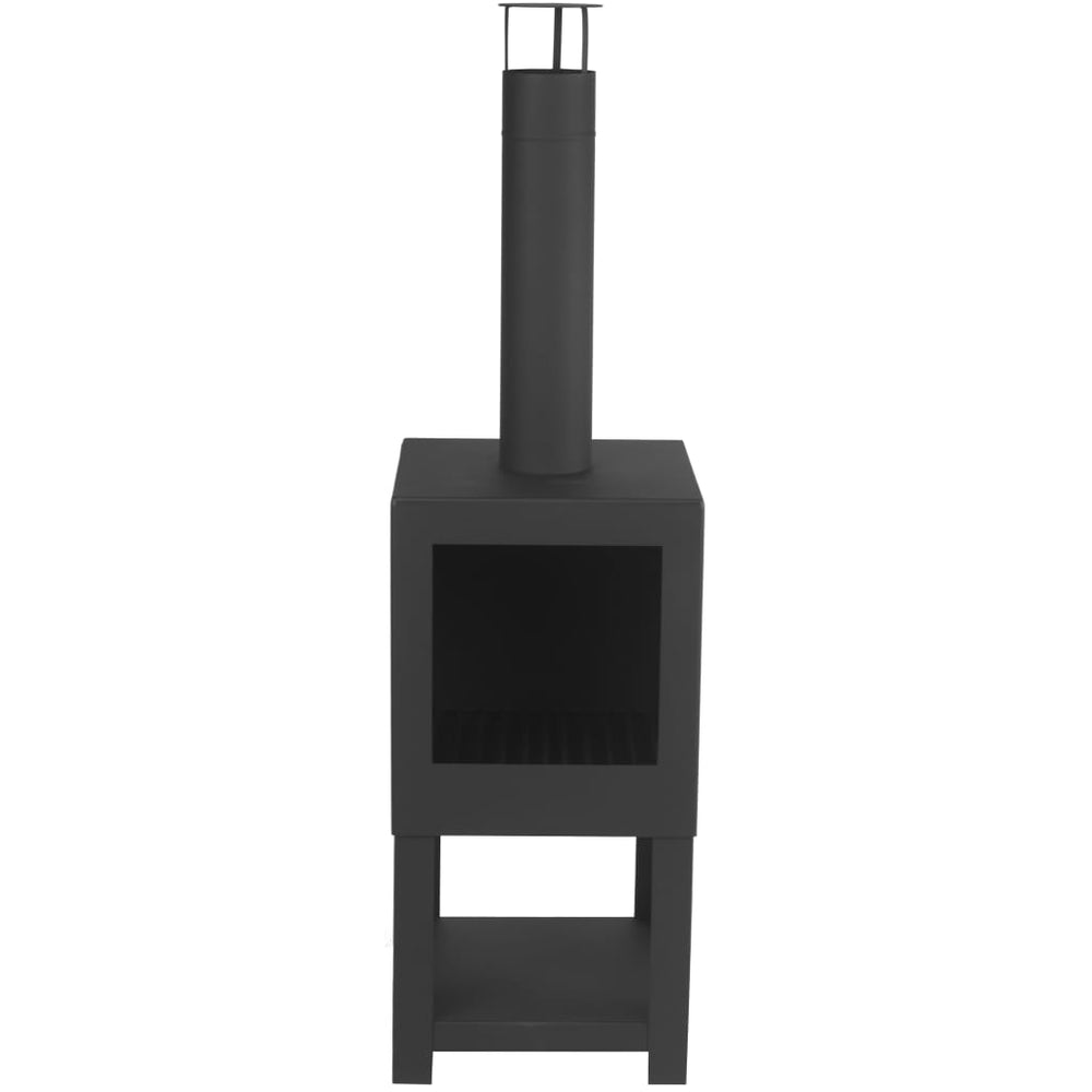 Esschert Design Șemineu De Exterior Cu Spațiu Depozitare Lemne, Negru