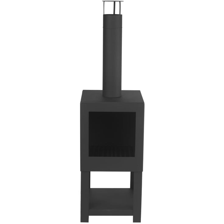 Esschert Design Șemineu De Exterior Cu Spațiu Depozitare Lemne, Negru