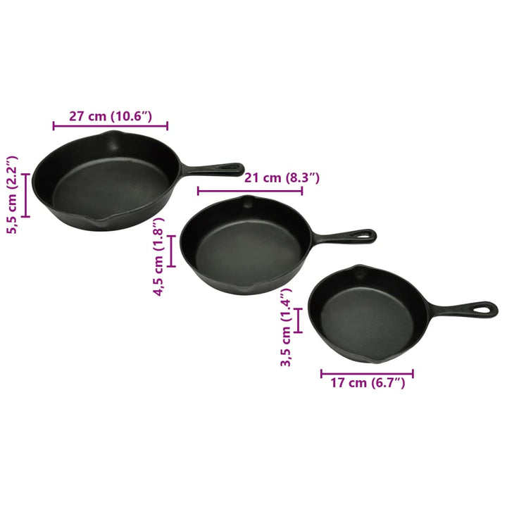 Set 3 Tigăi Din Fontă