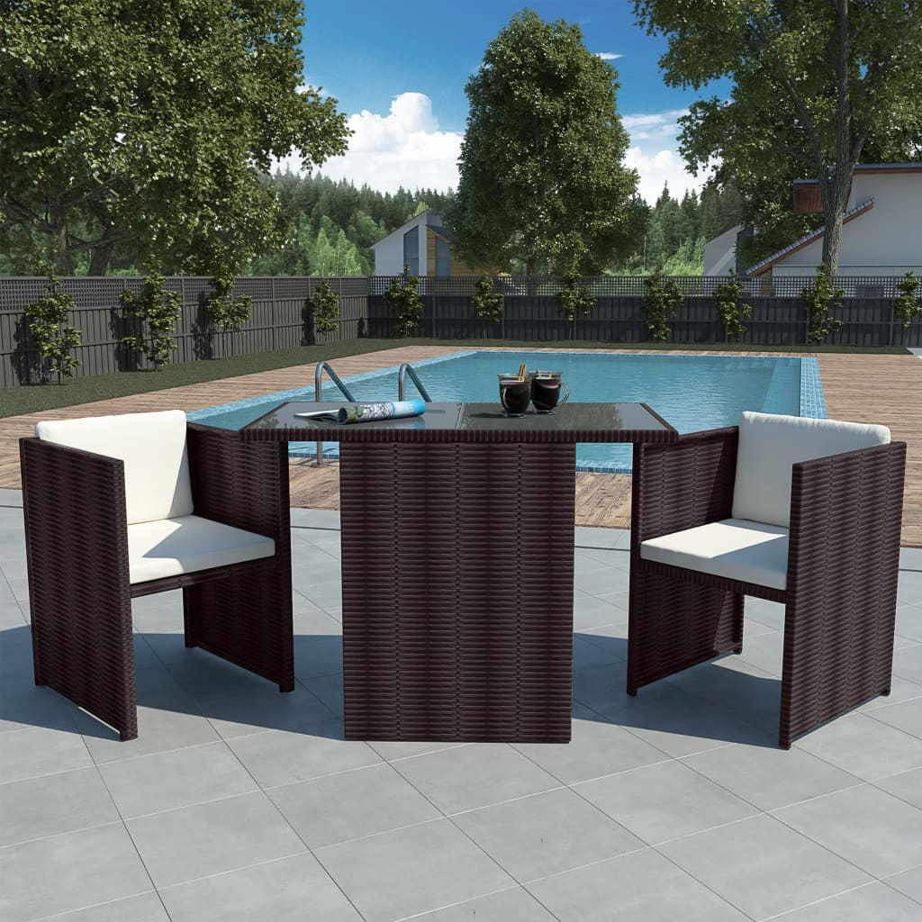 Set Bistro Cu Perne, 3 Piese, , Poliratan
