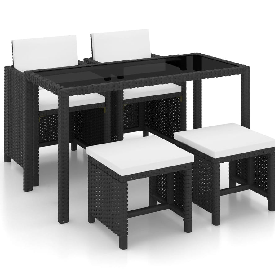 Set Mobilier De Exterior Cu Perne, 5 Piese, Negru, Poliratan