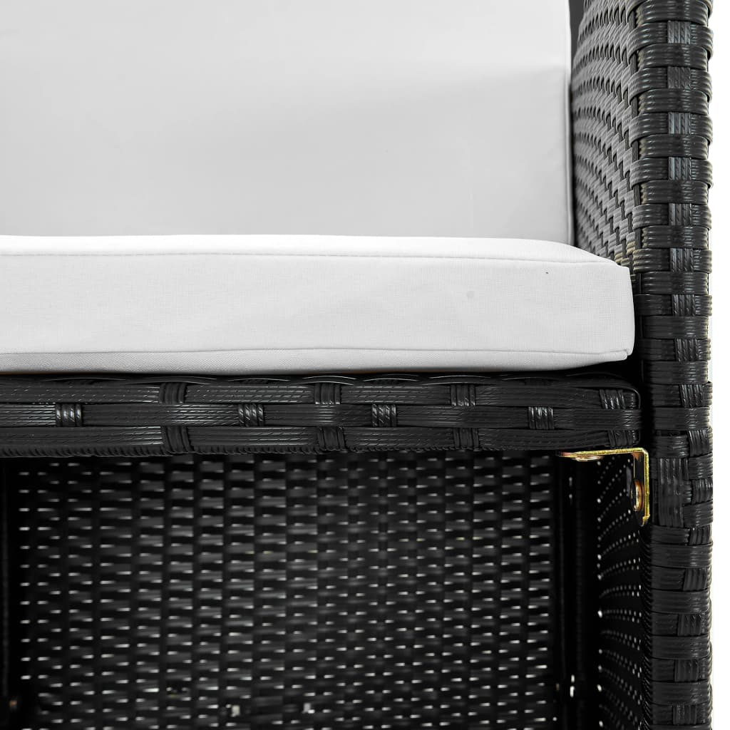 Set Mobilier De Exterior Cu Perne, 5 Piese, Negru, Poliratan