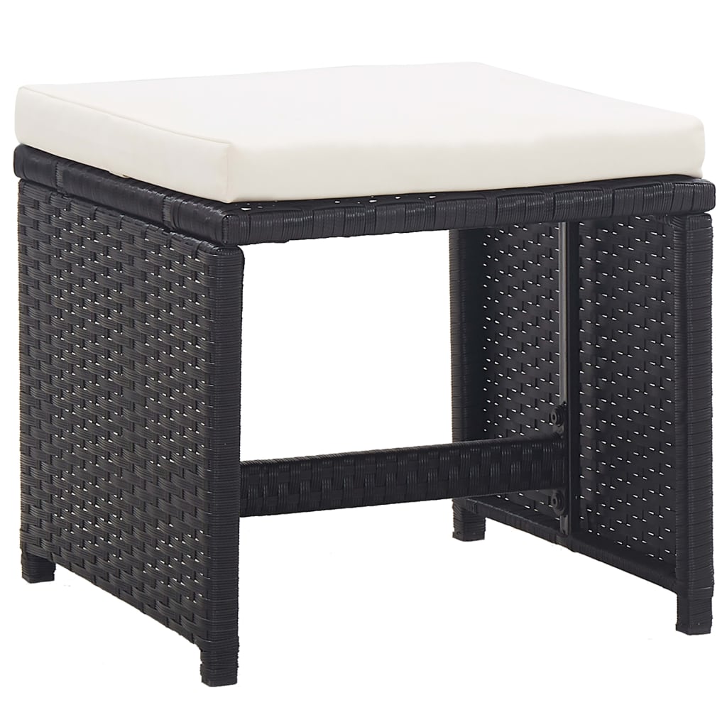 Set Mobilier De Exterior Cu Perne, 5 Piese, Negru, Poliratan